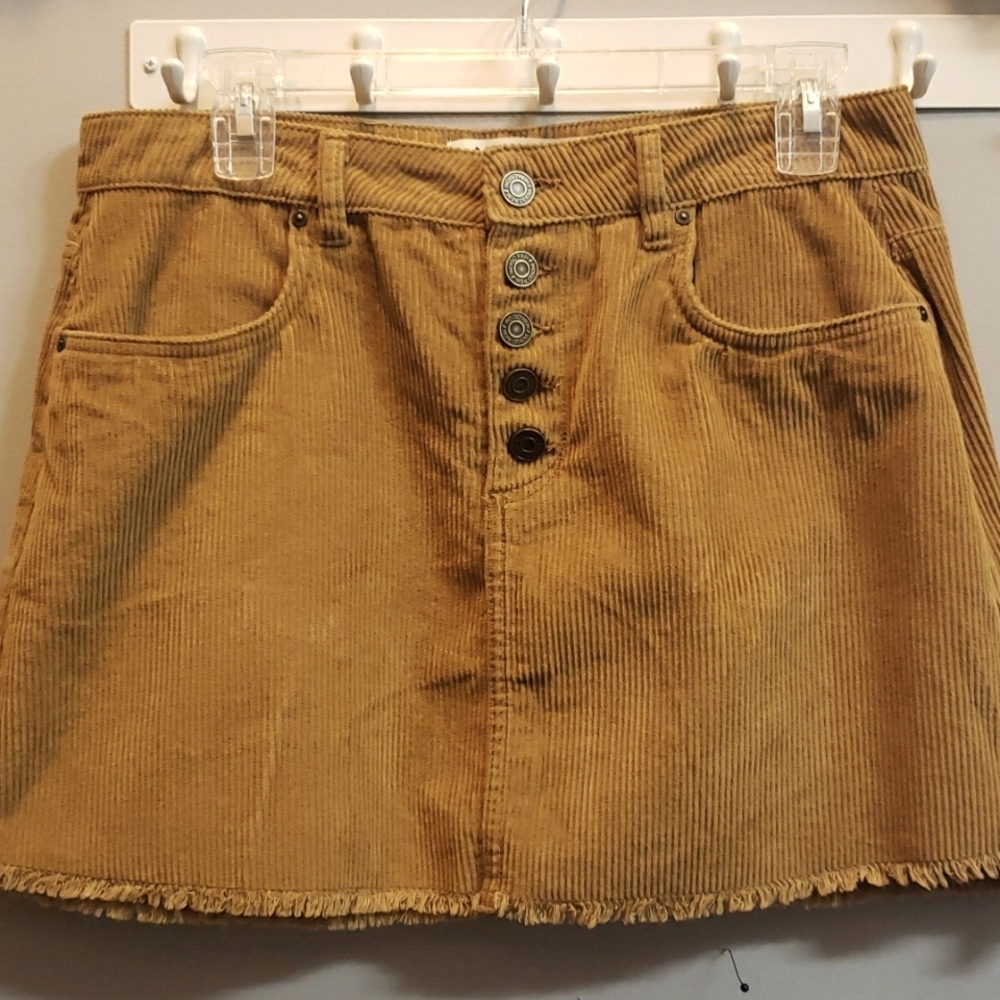 Indigo Rein Rusty/Tan 5-Button Corduroy Skirt, Size 11